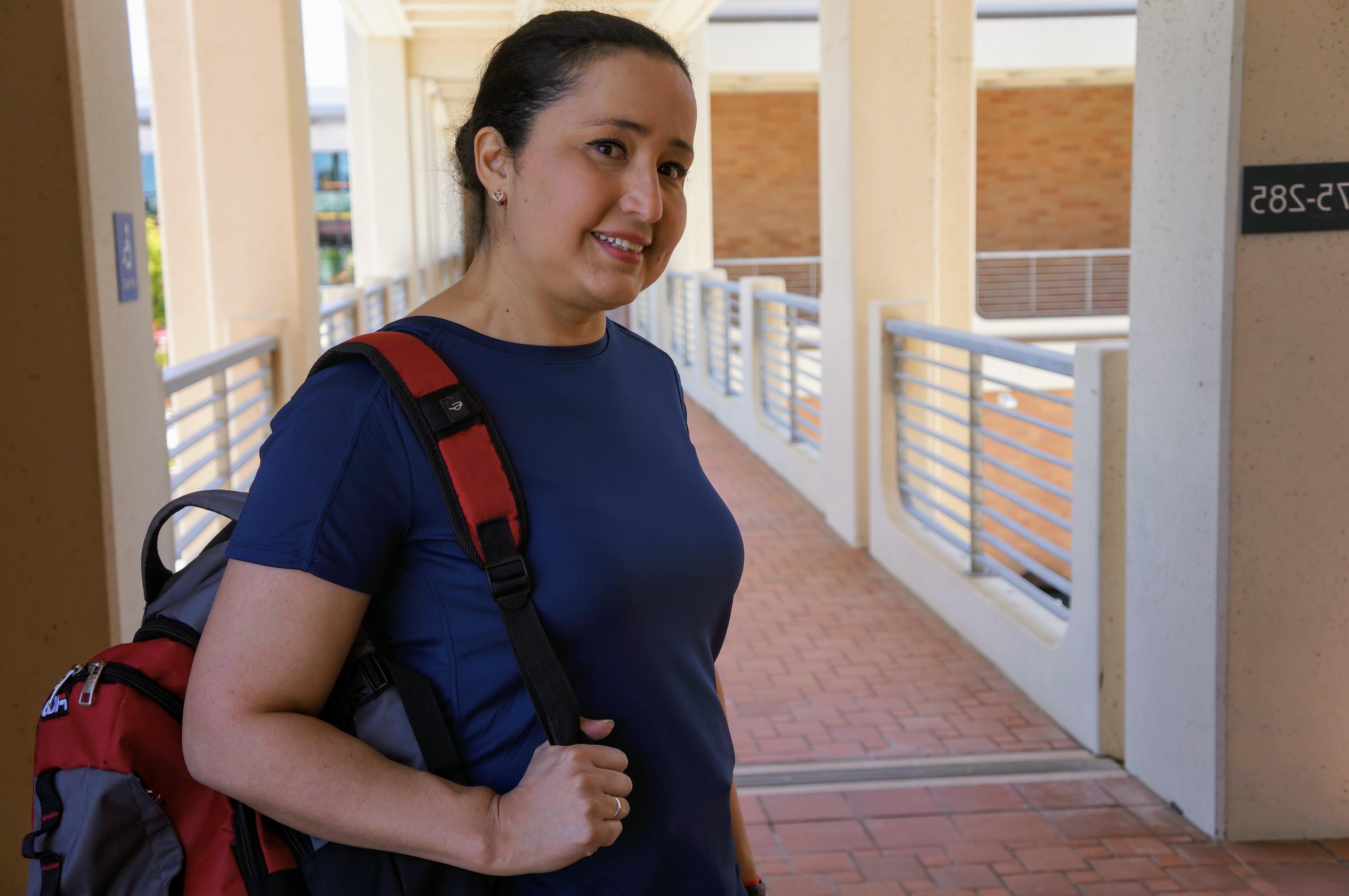 Female student with backpack